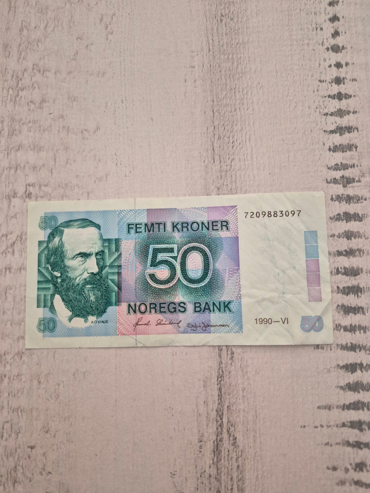 Noorse 50 Kroner biljet 1990 - Zeldzaam verzamelobject, Ophalen of Verzenden, Overige landen, Los biljet