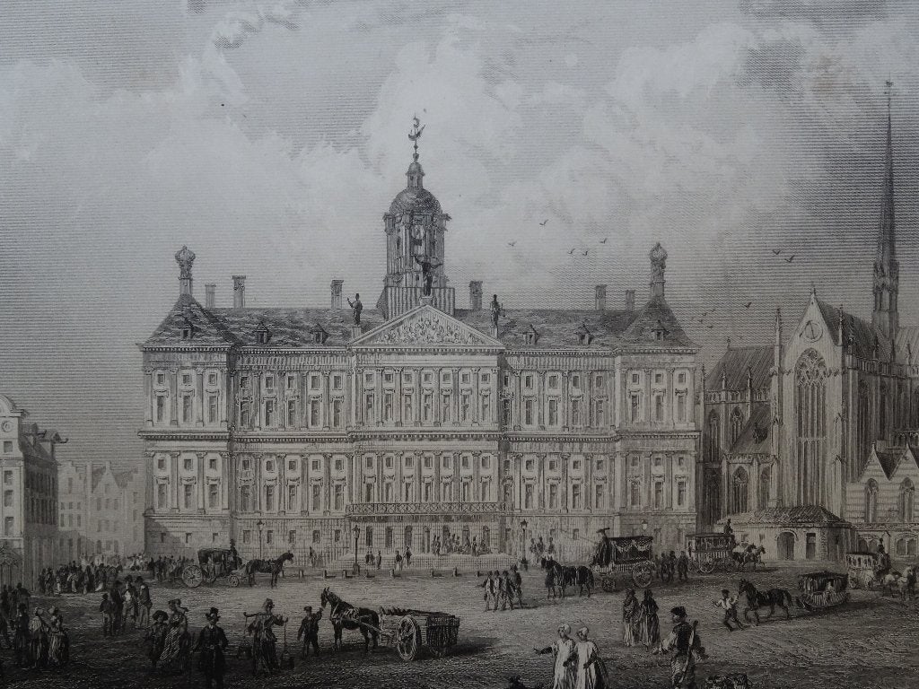 staalgravure Paleis op de Dam Amsterdam, Rouargue, 1857, Ophalen of Verzenden, Origineel