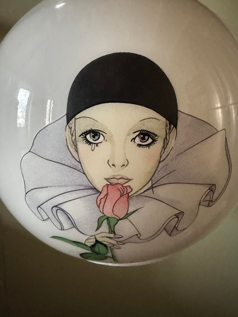 Vintage hanglamp met Pierrot Love illustratie Mira Fujita, Ophalen of Verzenden, Gebruikt