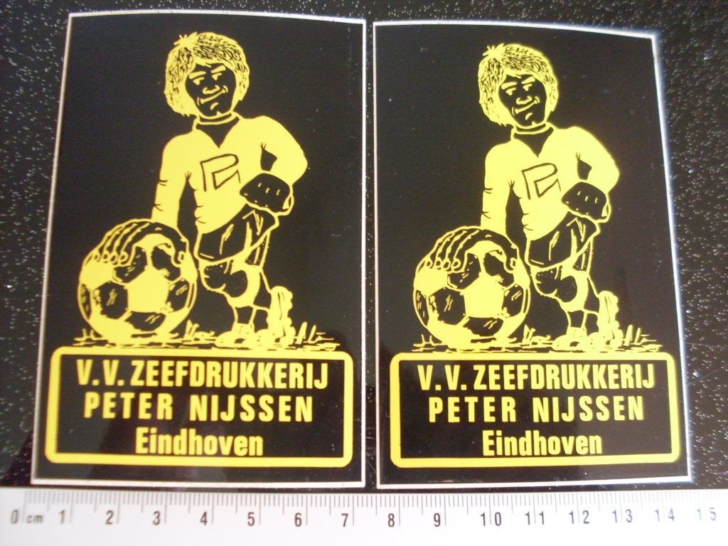 2x sticker vv zeefdrukkerij Peter Nijssen eindhoven, Verzenden, Zo goed als nieuw, Bedrijf of Vereniging