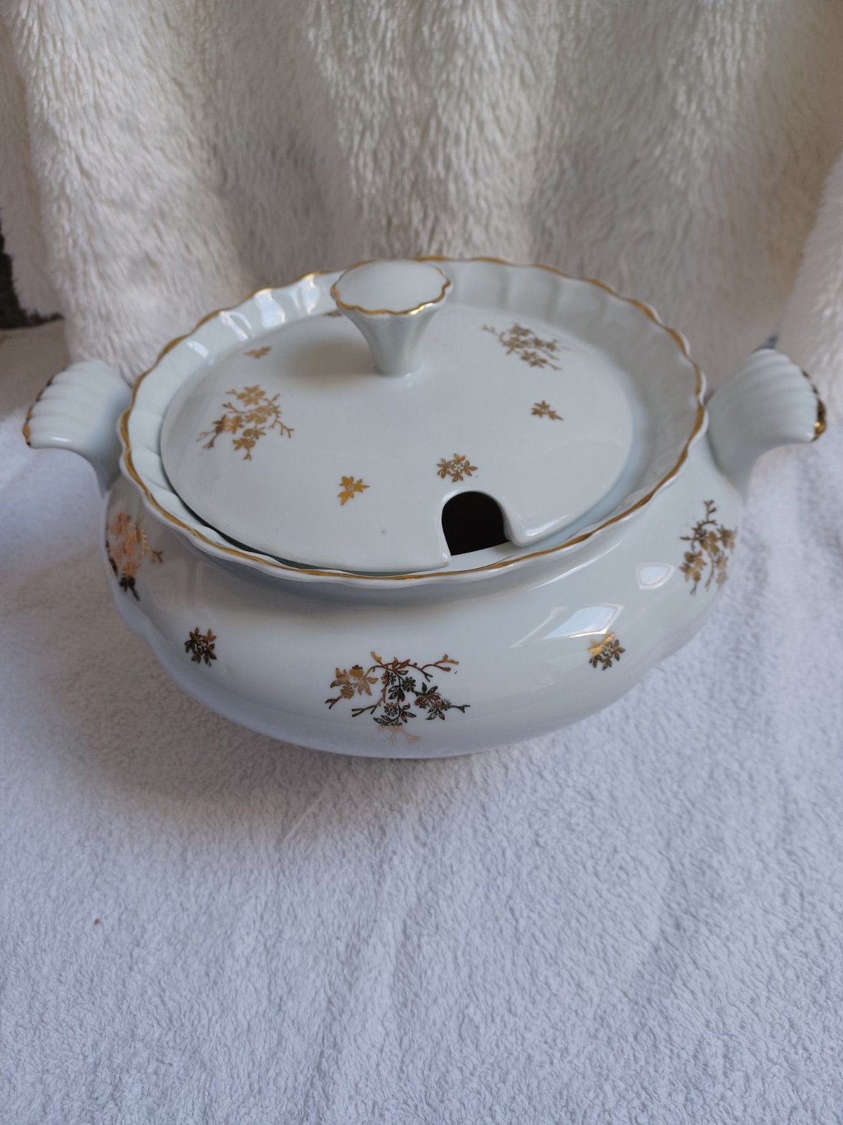 Prachtige Vintage Mosa Maastricht Soepterrine – Gouddecor., Ophalen of Verzenden