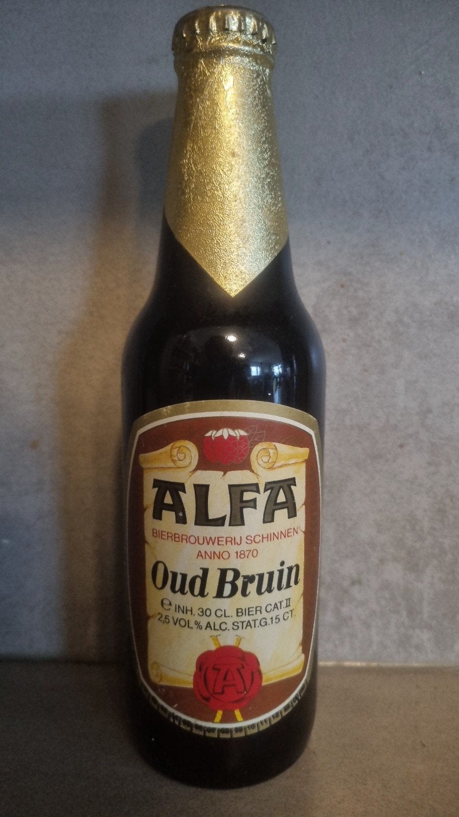 Alfa Oud Bruin '89, Schinnen, Ophalen of Verzenden, Zo goed als nieuw, Flesje(s), Overige merken