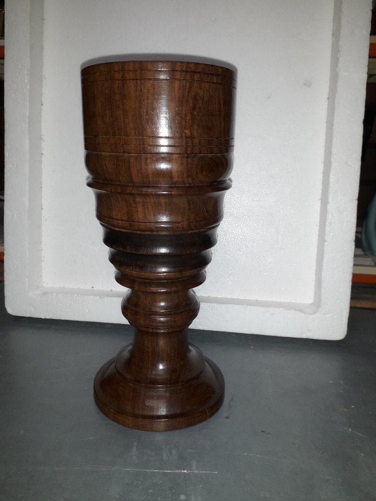 ANTIEKE MASSIEF HOUTEN SIGAREN BEKER hoog 21 cm PRIJS 10 E, Ophalen of Verzenden