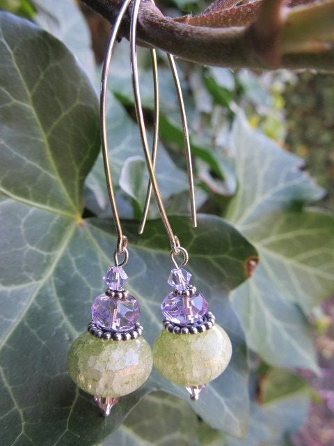 Oorbellen Geralda bergkristal-amethist-swarovski zilver, Ophalen, Nieuw