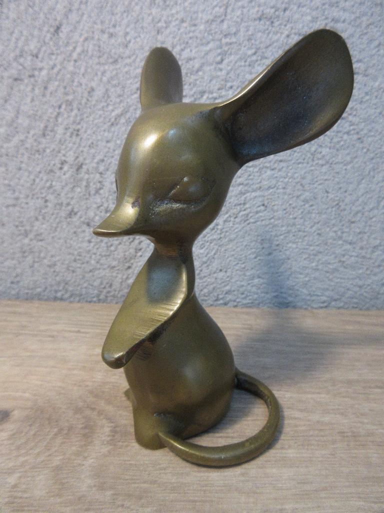 Vintage koperen muis met grote oren, Ophalen of Verzenden