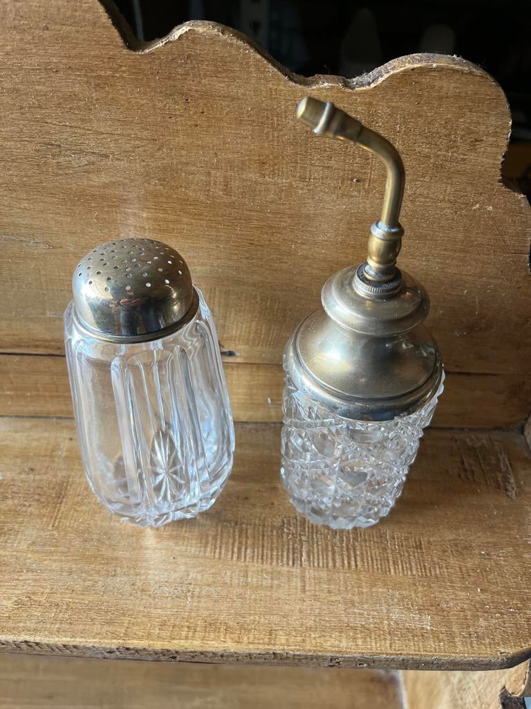 Glazen strooier en oliespuit, Antiek en Kunst, Ophalen of Verzenden