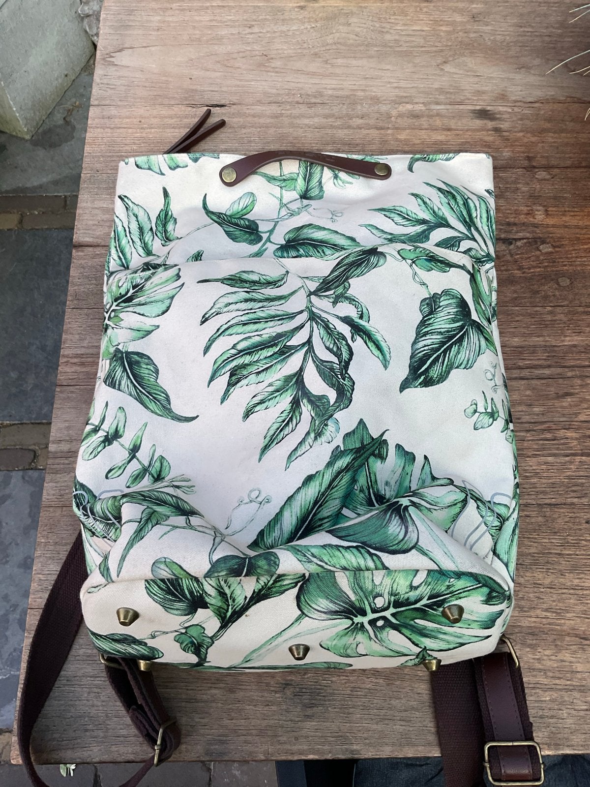 Basil Fietstas/Rugzak Canvas - Tropische Bladeren, Fietsen en Brommers, Fietsaccessoires | Fietstassen, Ophalen of Verzenden, Gebruikt