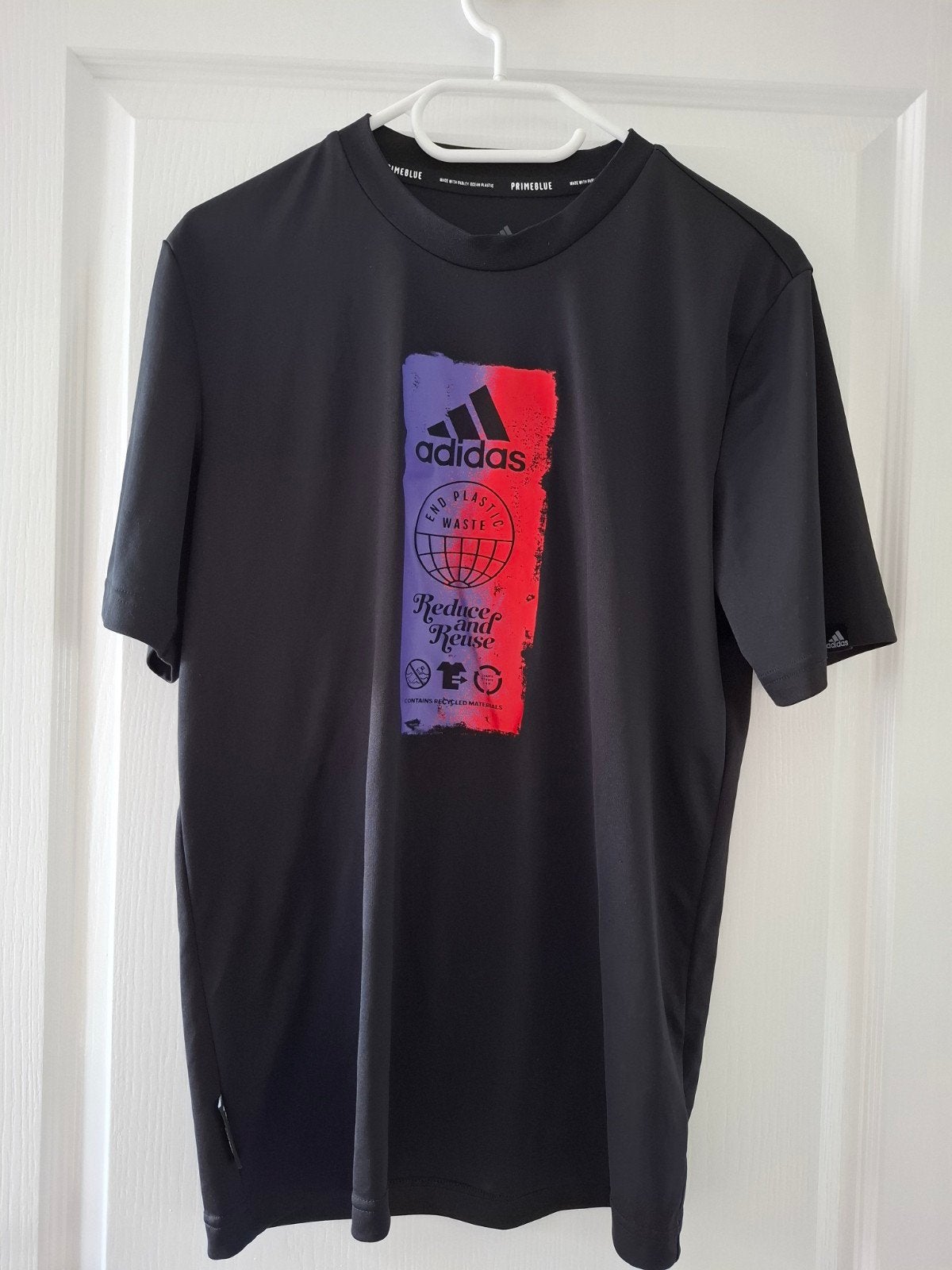 Adidas Primeblue T-shirt - Zwart met print (Maat S), Zwart, Ophalen of Verzenden, Zo goed als nieuw, Adidas