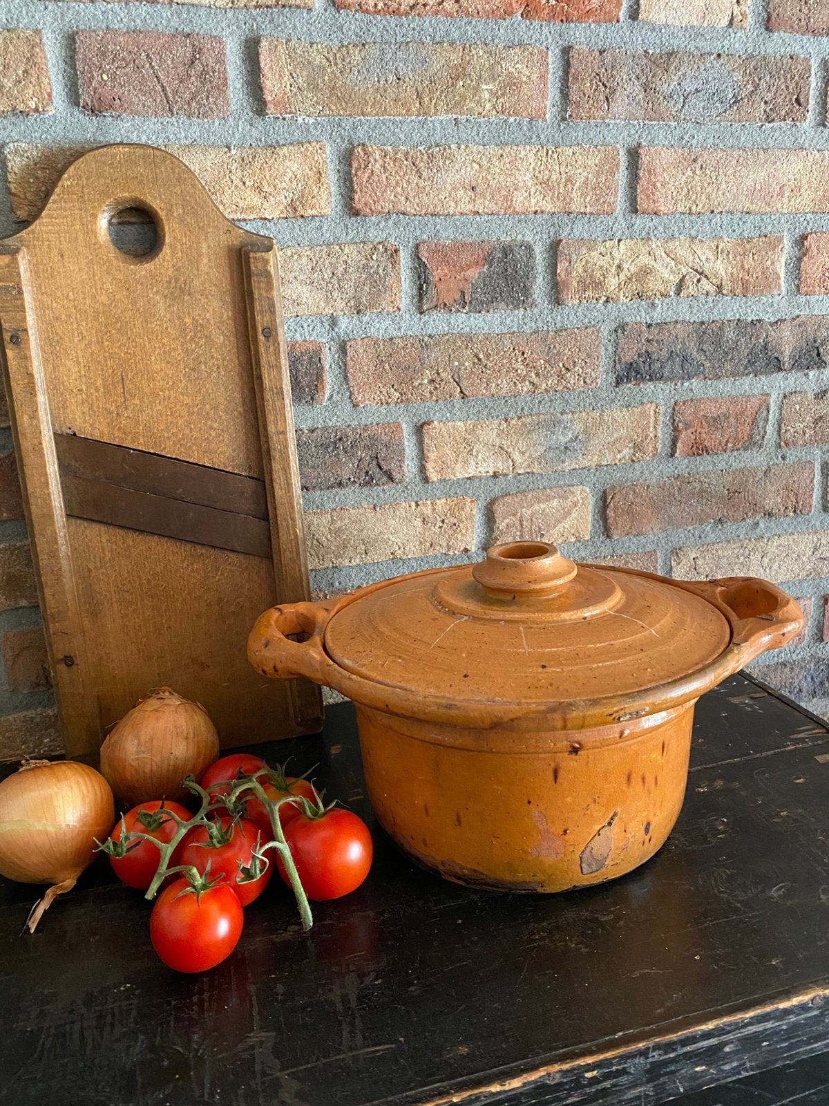 Brocante oude Franse aardewerk kookpot, Antiek en Kunst, Antiek | Keramiek en Aardewerk, Ophalen of Verzenden