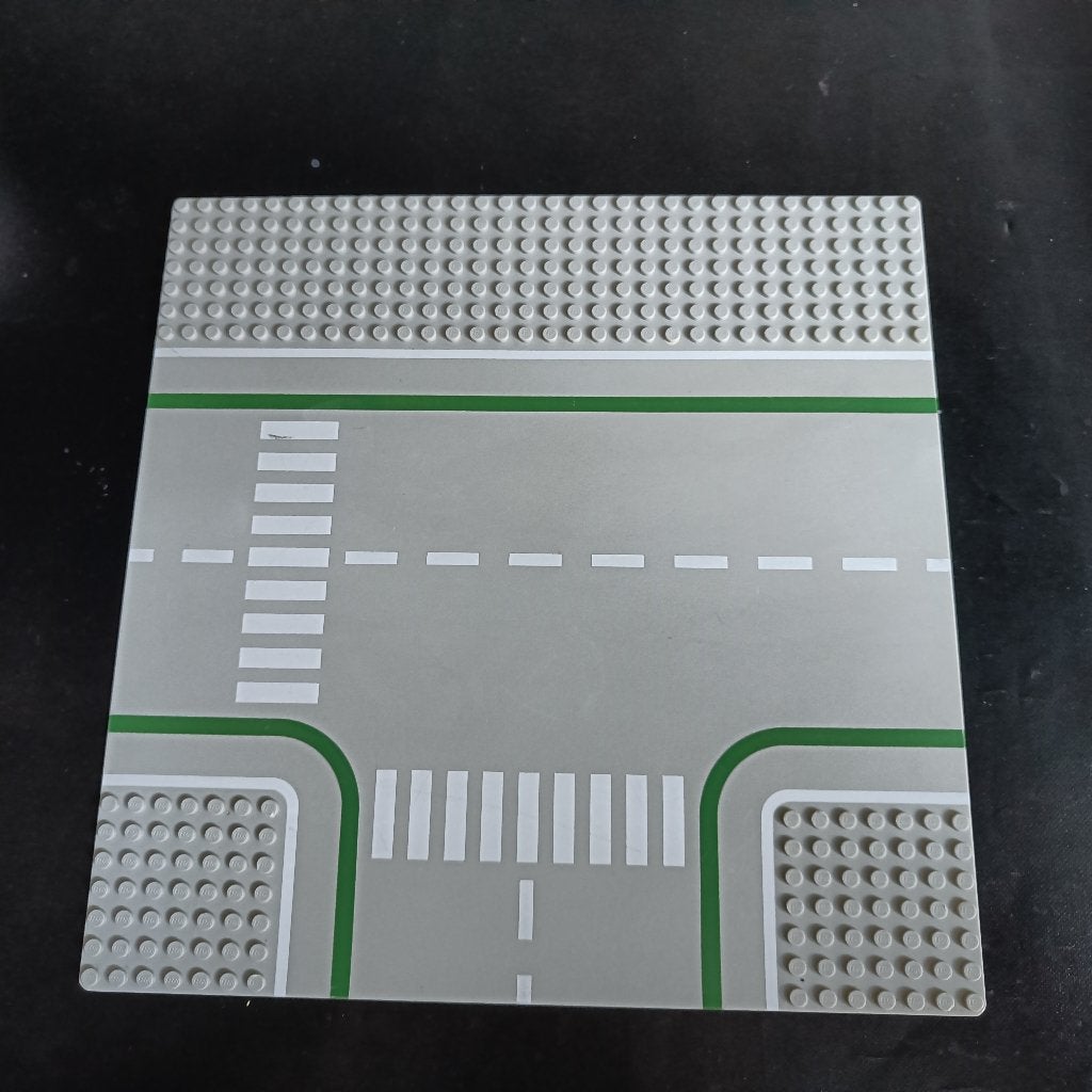 LEGO Grondplaat 32x32 T-kruising met wegpatroon, Gebruikt, Overige thema's, Lego, Ophalen of Verzenden