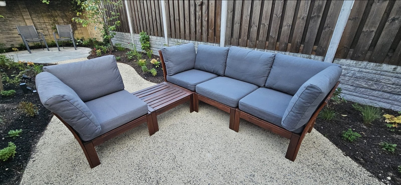 IKEA Applaro tuinset met Frösön kussens, Ophalen, 5 zitplaatsen, Hardhout, Zo goed als nieuw