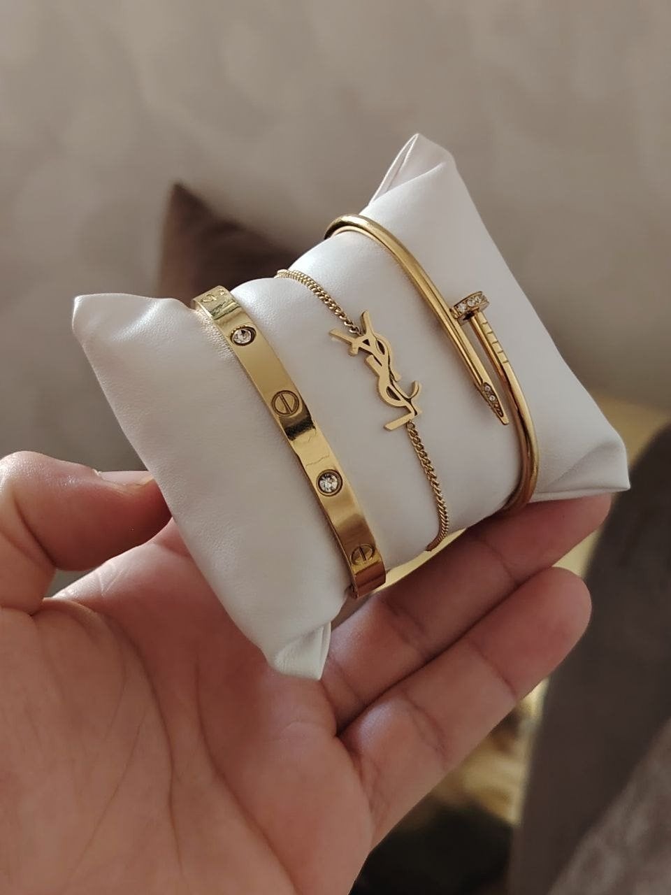 Gouden kleur  Armbanden Set -, Sieraden, Tassen en Uiterlijk, Armbanden, Met kristal, Overige materialen, Nieuw, Ophalen of Verzenden