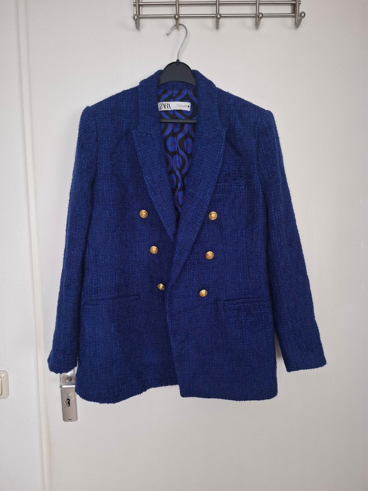 Zara blauwe gevoerde colbert / blazer maat L. ZGAN!, Kleding | Dames, Blauw, Zara, Maat 42/44 (L), Ophalen of Verzenden