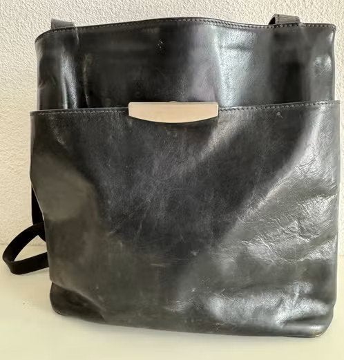 Prachtige zwarte vintage schoudertas van Claudio Ferrici, Ophalen of Verzenden, Gebruikt, Zwart, Handtas