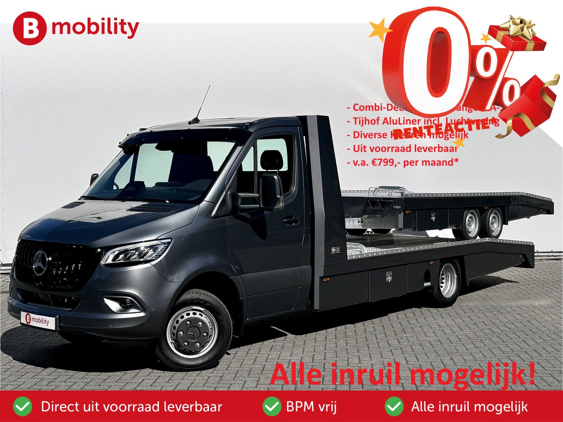Mercedes-Benz Sprinter 519 CDI Tijhof AluLiner + Aanhanger V, Stof, Bedrijf, Diesel, 3500 kg
