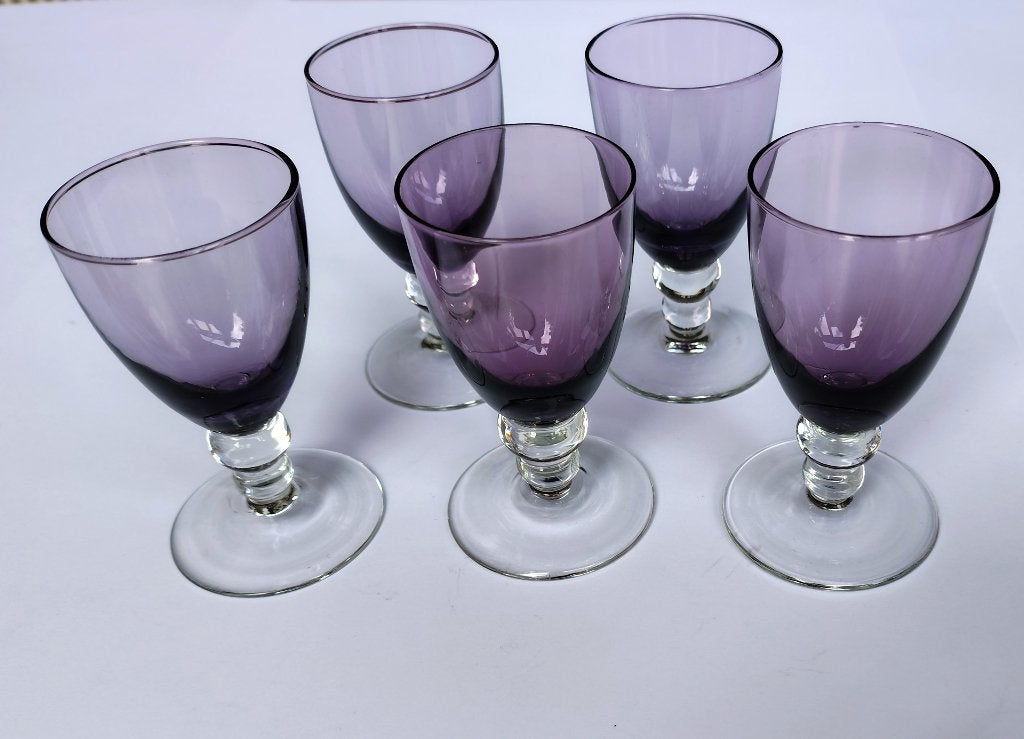 Carnaval glas Maastricht – 5 borrelglaasjes K5 amethist +1, Ophalen of Verzenden