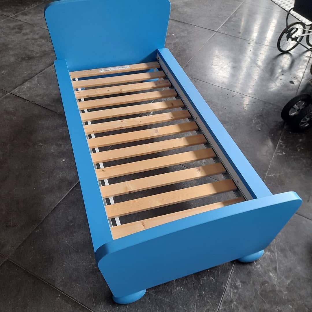 Ikea peuterbed, Gebruikt, Blauw, Hout, Eenpersoons