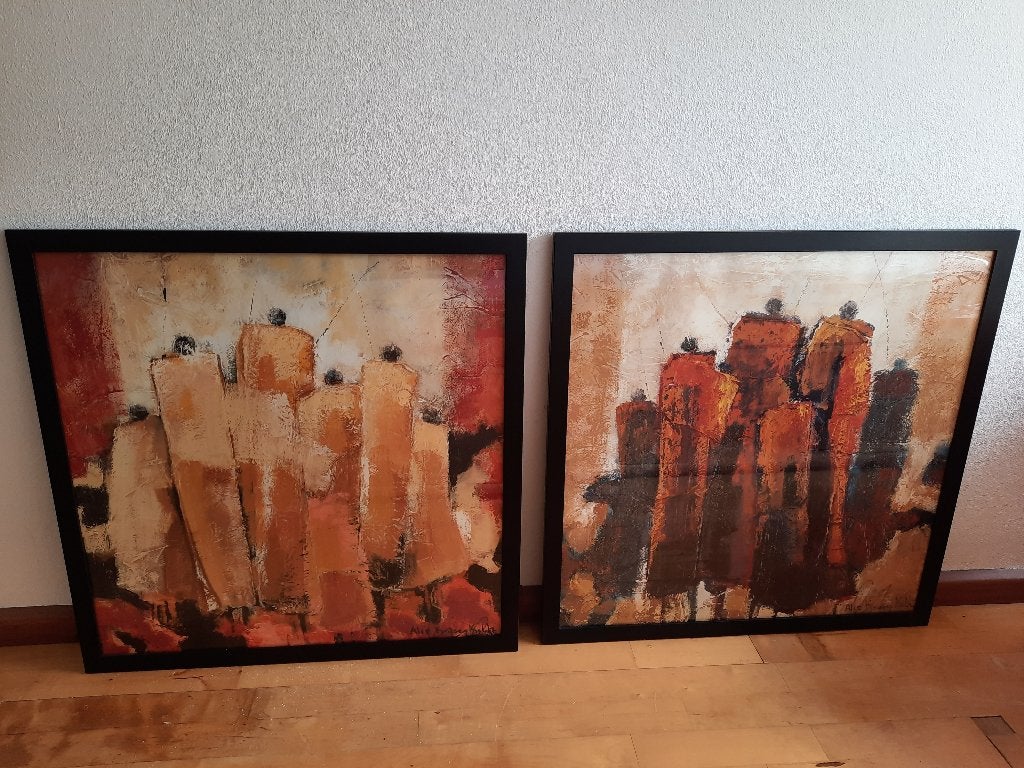Twee decoratieve schilderij reproducties, Ophalen, 50 – 75, Zo goed als nieuw, Schilderij