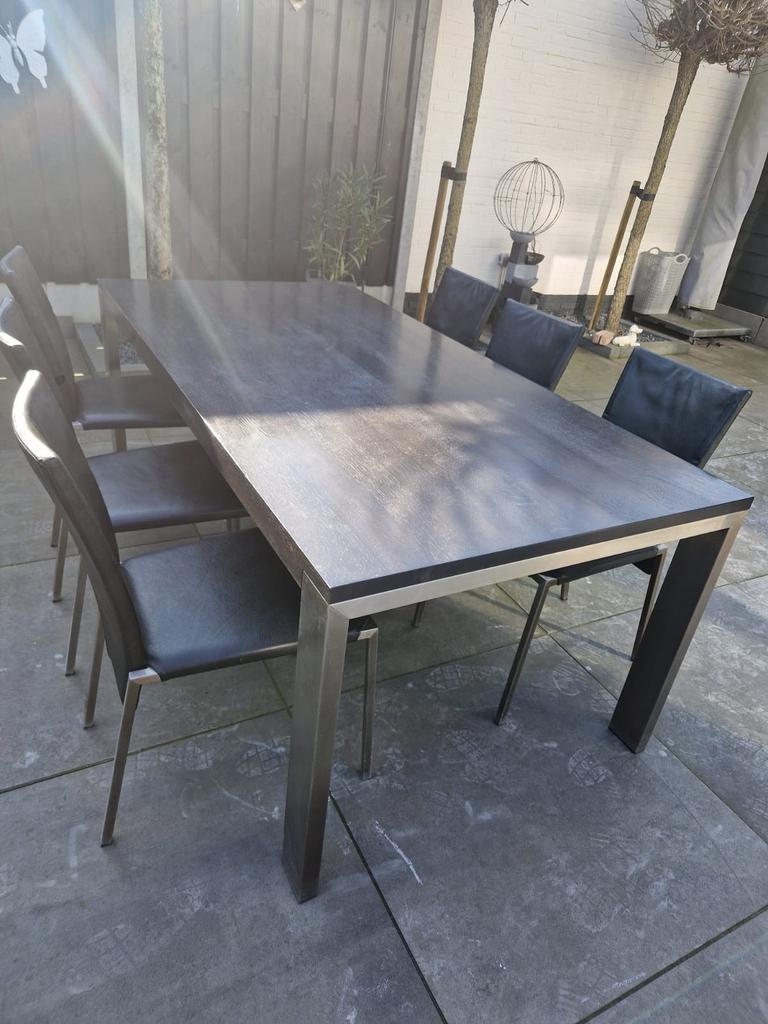 Moderne eettafel 200x100 cm Bert Plantagie, Ophalen, Zwart, Zo goed als nieuw, Metaal