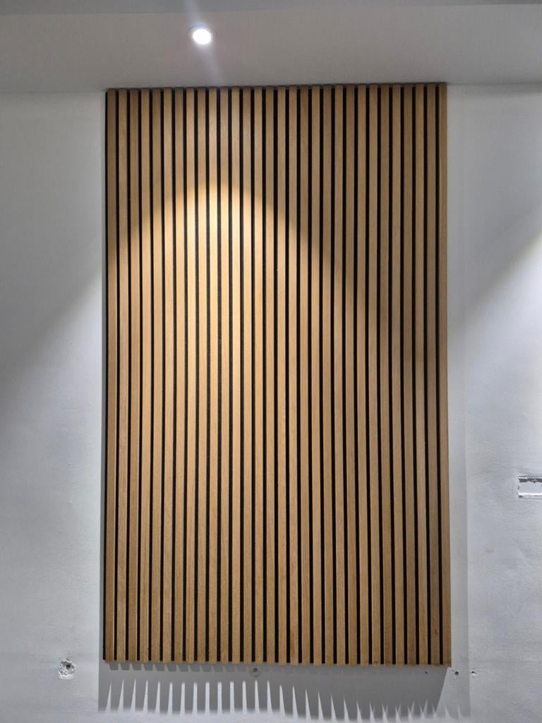 Akoestische wandpanelen - Hout - Geluiddempend, Hout, Ophalen of Verzenden, Zo goed als nieuw, Bruin