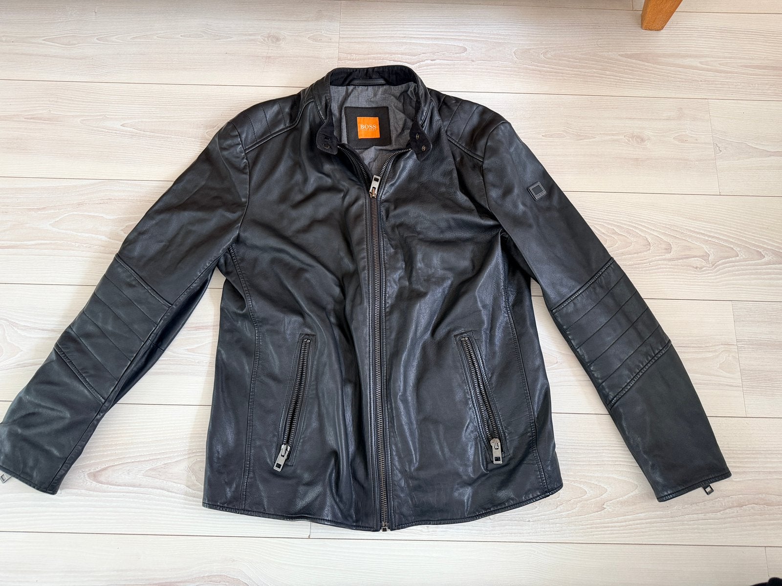 Hugo Boss Orange leren jas (heren), Kleding | Heren, Ophalen of Verzenden, Zo goed als nieuw, Maat 52/54 (L), Zwart
