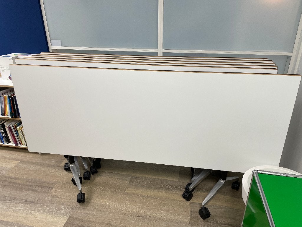 Wilkhahn Timetable klaptafels verrijdbaar 200x75cm wit 5 st, Ophalen, Overige typen, Gebruikt, Hout