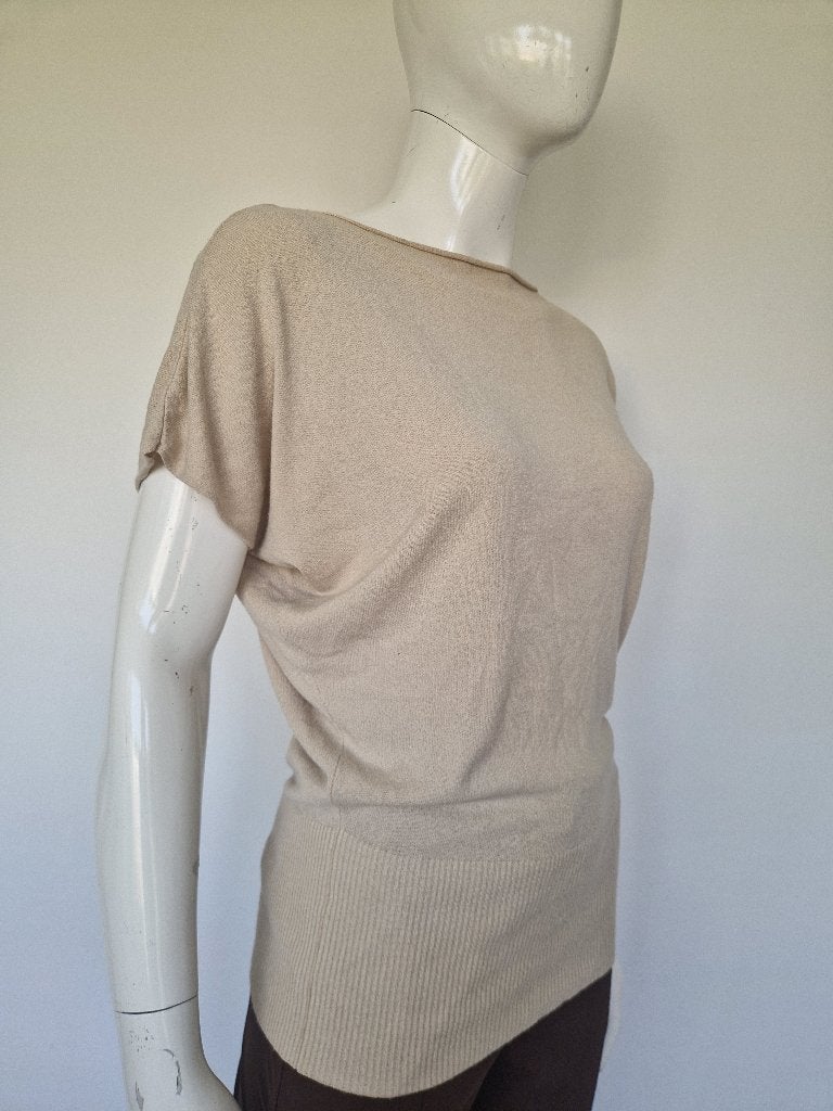 Studio Anneloes mouwloze gebreide top. Maat S. Beige, Studio Anneloes, Nijmegen, Beige, Verhip-vintage.nl