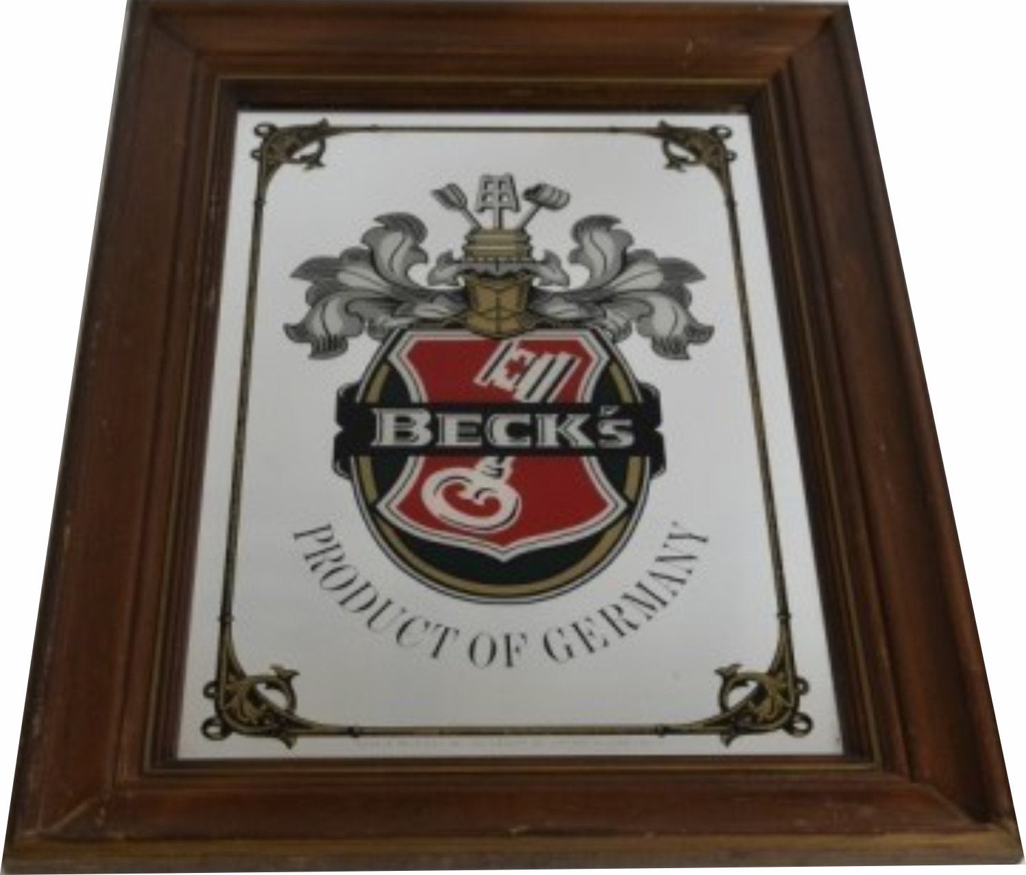 Vintage Beck's Bier Reclame Spiegel - Product of Germany, Verzamelen, Ophalen of Verzenden, Gebruikt, Reclamebord, Plaat of Schild