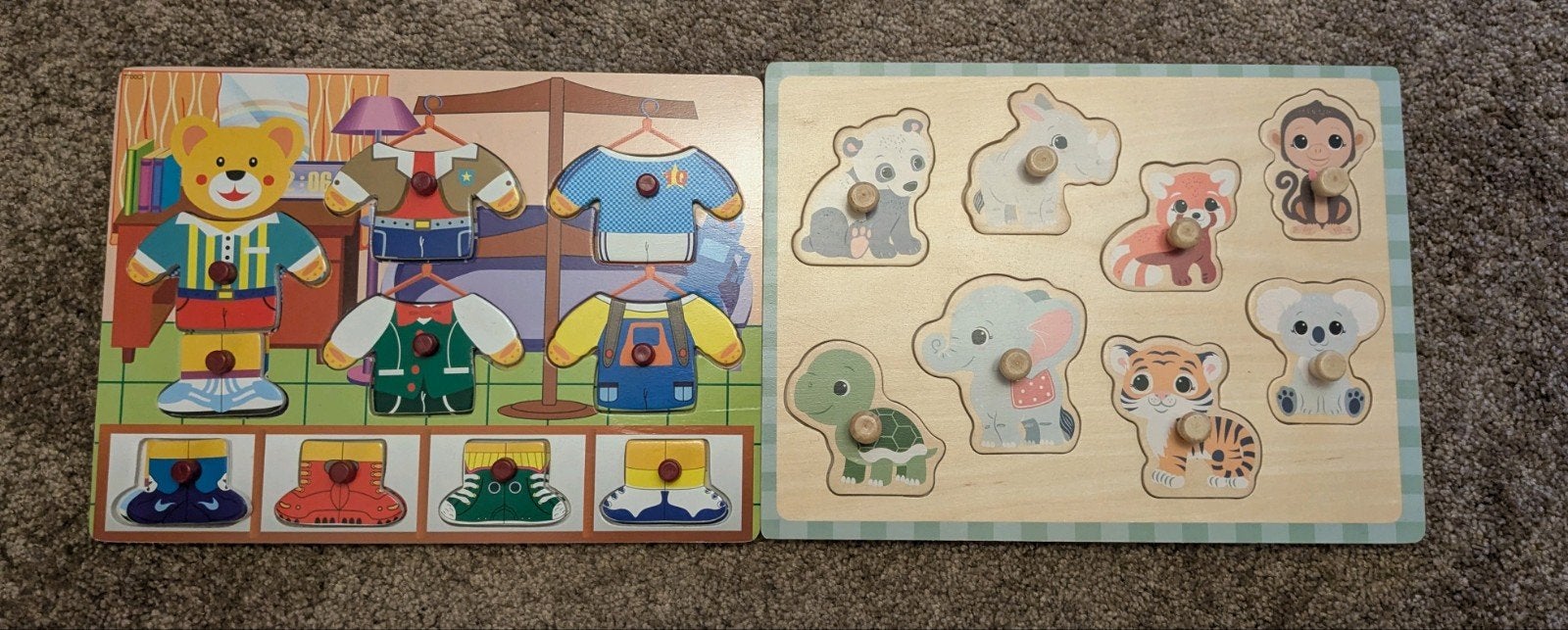 Houten puzzels kinder puzzel 2 stuks kinderpuzzel, Ophalen of Verzenden, Zo goed als nieuw, Van hout, Minder dan 10 stukjes