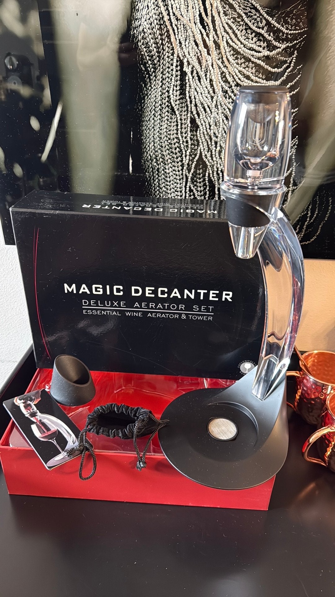 Magic Decanter Deluxe Aerator Set - Wijn Beluchter, Overige typen, Kunststof, Ophalen of Verzenden, Zo goed als nieuw
