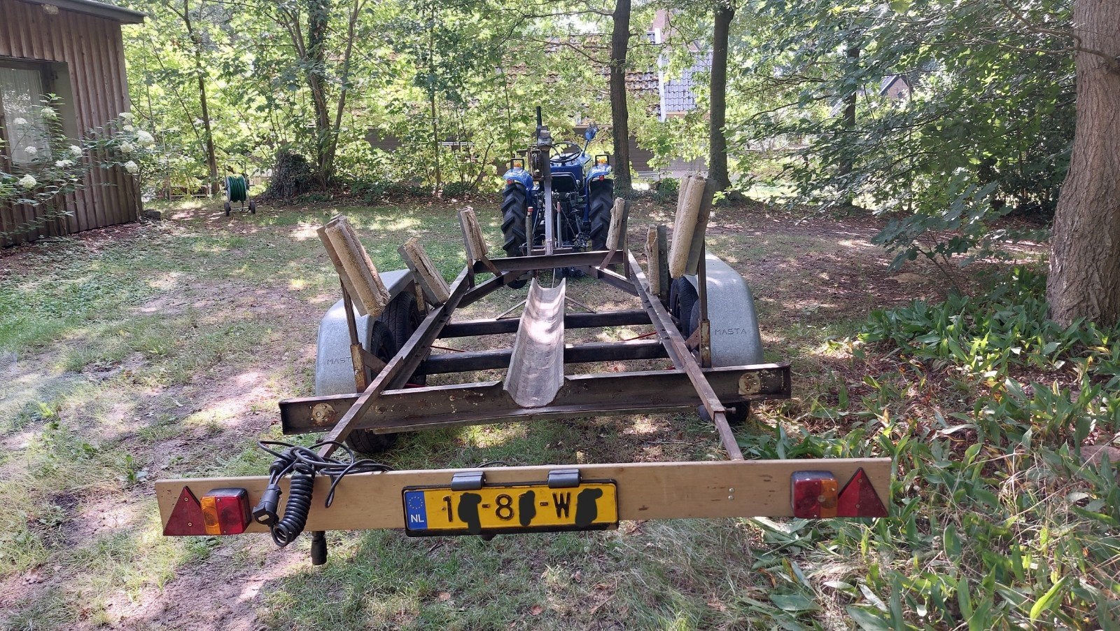 Robuuste geremde boottrailer met dubbele as en lier, Watersport en Boten, Ophalen, Gebruikt, Minder dan 6 meter, Overige typen