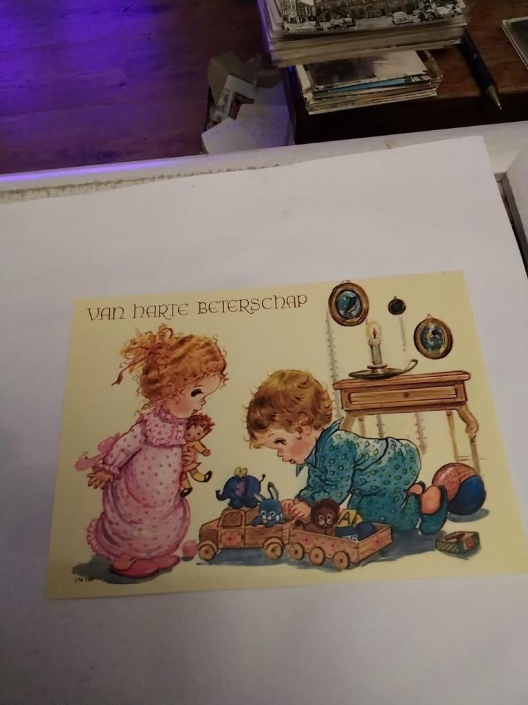 MEISJE. MET POP BIJ JONGEN MET TREIN, Ophalen of Verzenden, Voor 1920, Kinderen