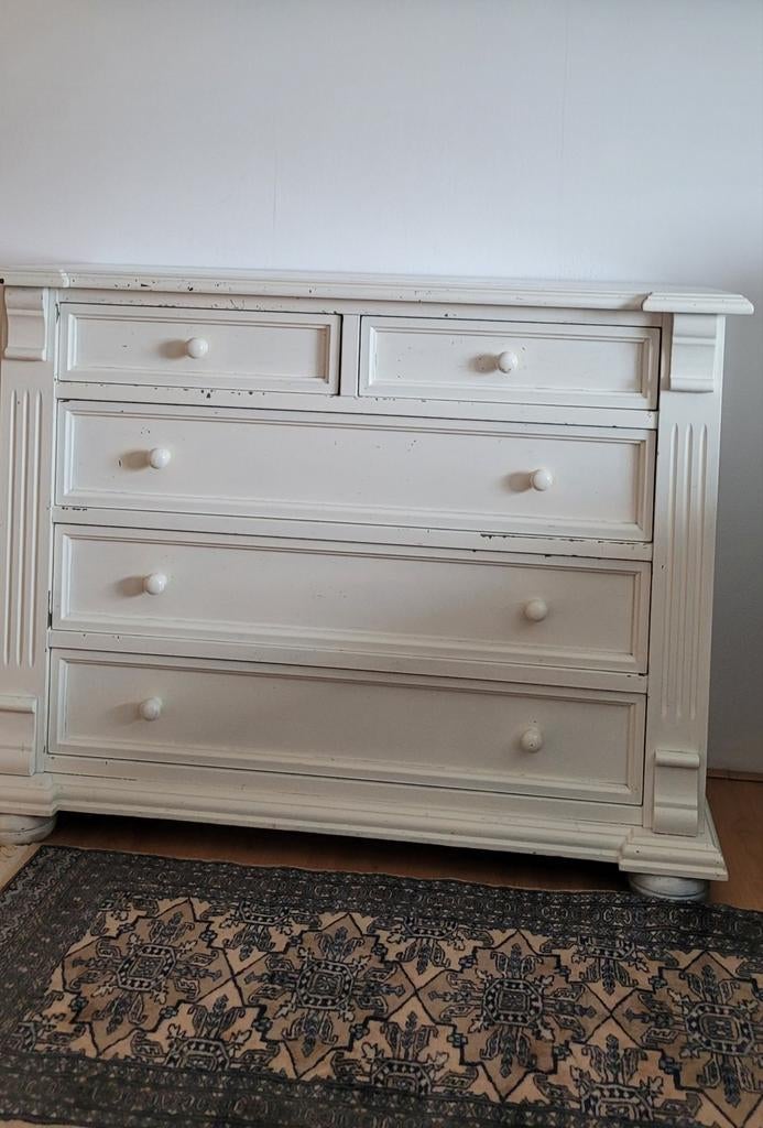 Commode, wit geverfd, Ophalen, Gebruikt, 50 tot 100 cm, 3 of 4 laden