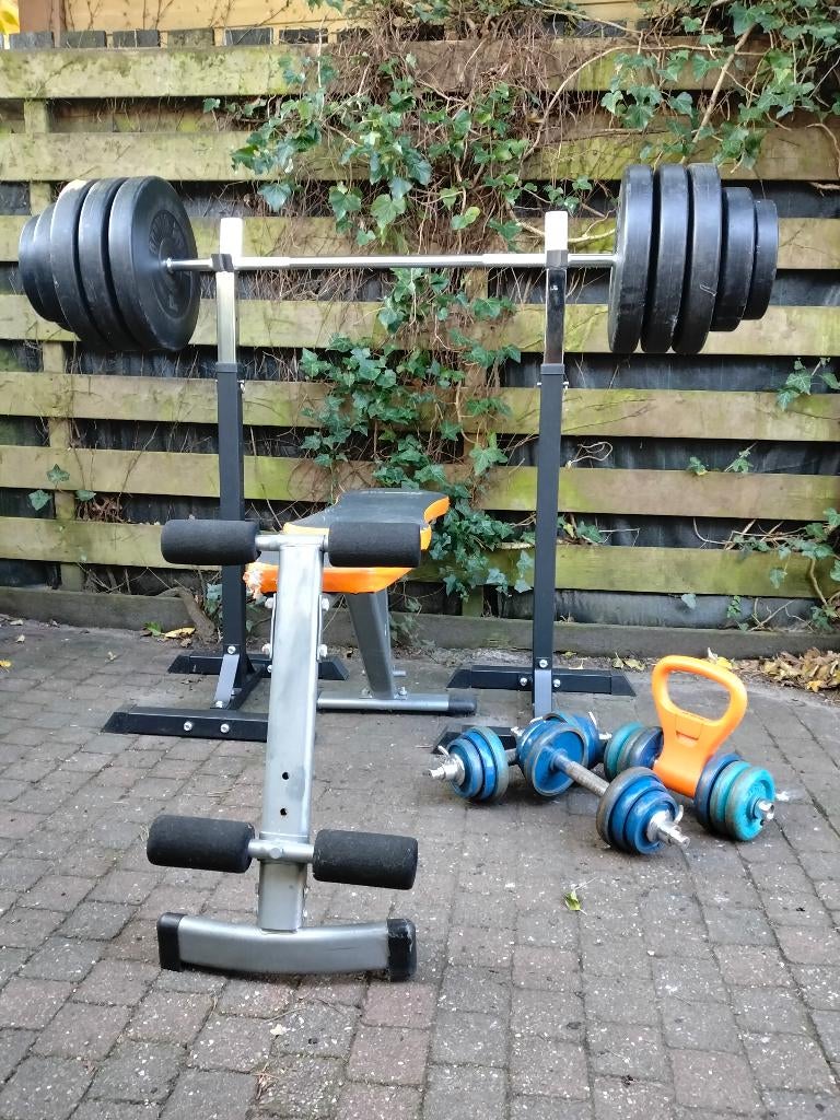 Halterset - Home Gym, Sport en Fitness, Fitnessmaterialen, Ophalen, Gebruikt, Benen, Halterset