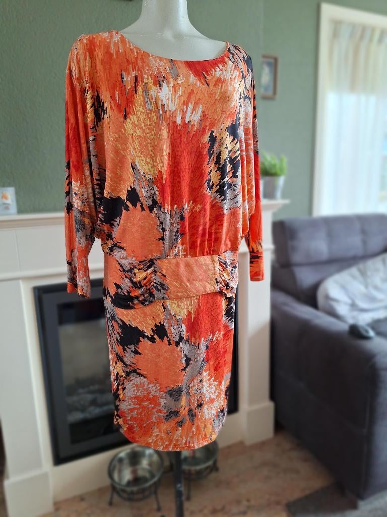 Studio Anneloes oranje vlinder mouw jurk XL, Studio Anneloes, Maat 46/48 (XL) of groter, Oranje, Ophalen of Verzenden