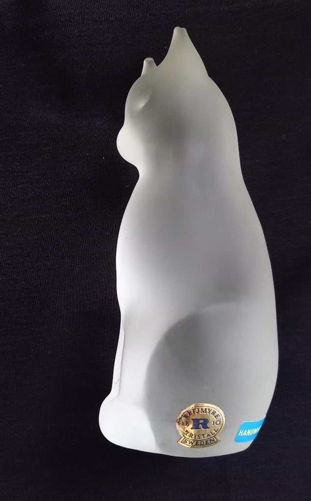Vintage Reijmyre Frosted Glass Cat Figure Sweden  ca.11 cm, Verzenden
