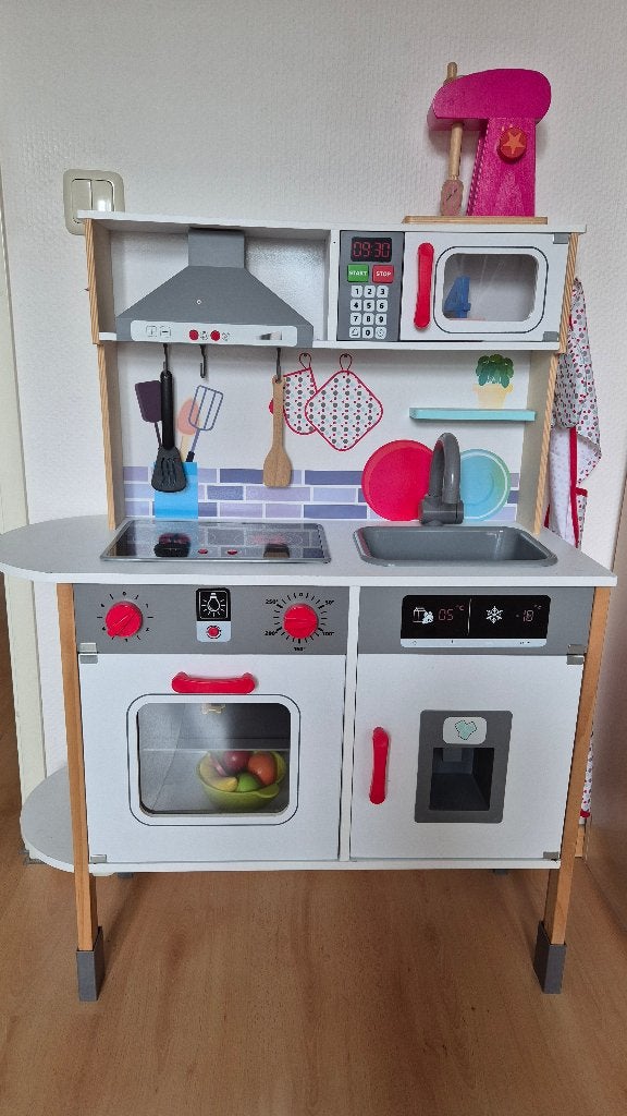 Houten speelkeukentje met veel speelgoed, Ophalen, Gebruikt, Hout, Speelkeuken