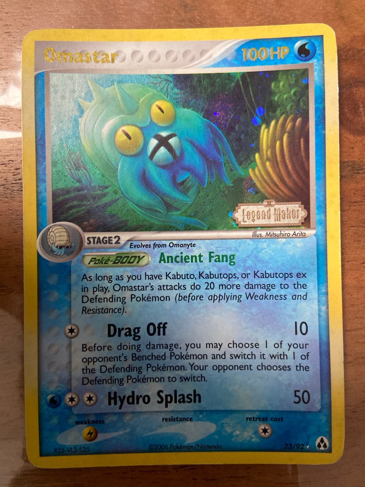 Omastar Pokémon Kaart - Legend Maker 23/92 Holo, Ophalen of Verzenden, Gebruikt, Losse kaart, Foil