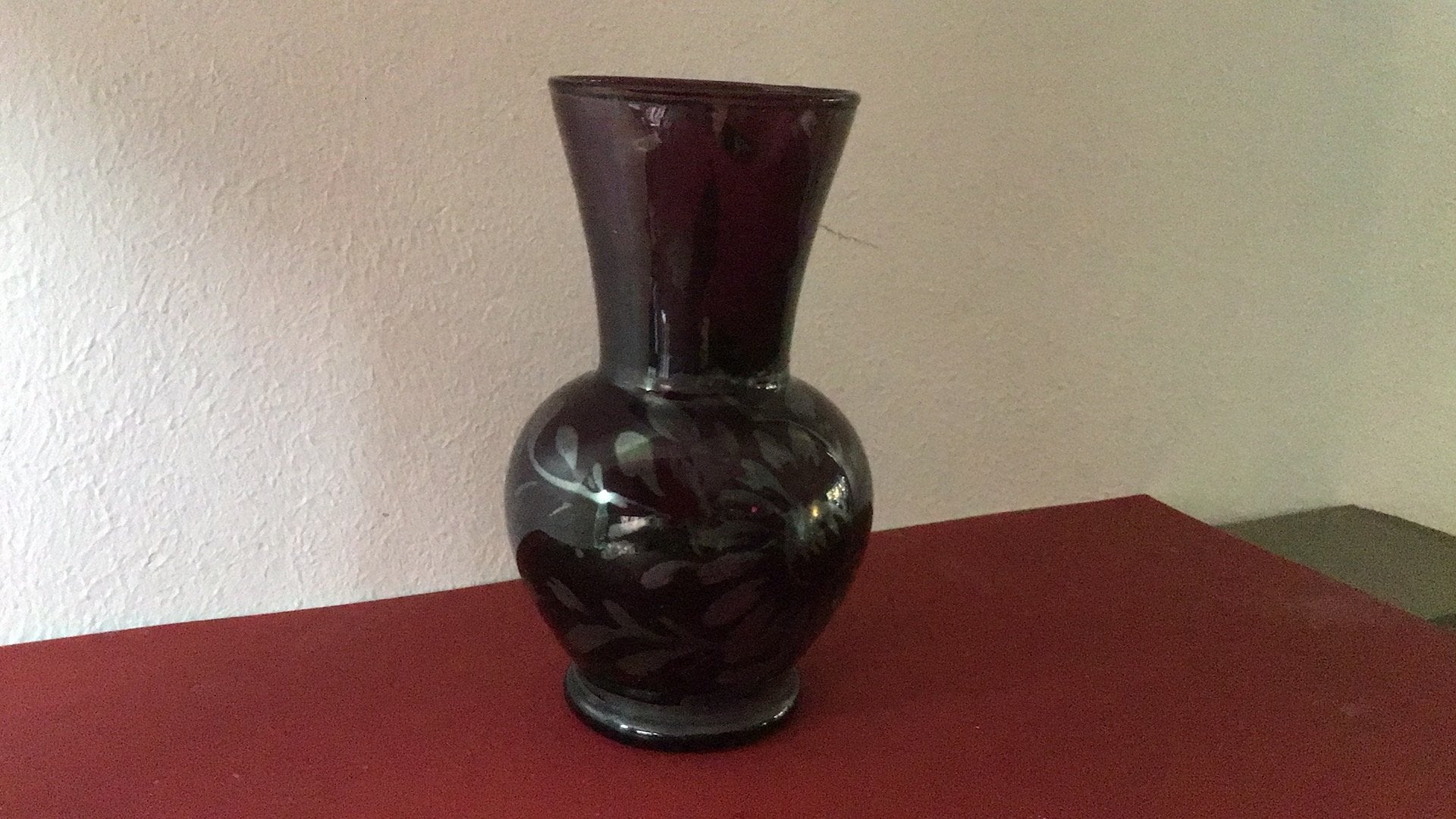 Vintage BQ murano donkerpaars vaasje, Ophalen of Verzenden