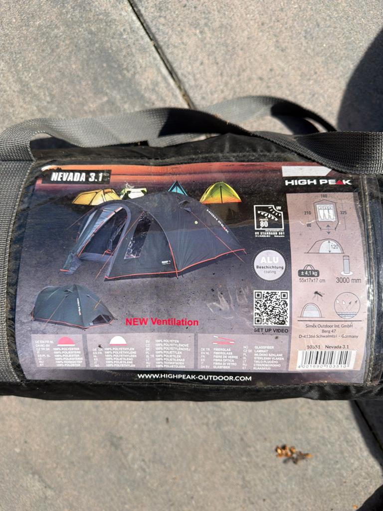High Peak Nevada 3.1 Tent - Compacte 3-persoons tent, Ophalen, Gebruikt, Tot en met 3