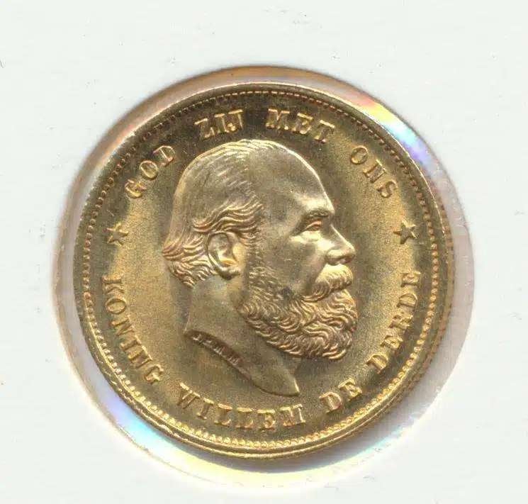 Nederland gouden tientje 1876 Willem 3, Ophalen of Verzenden, Goud