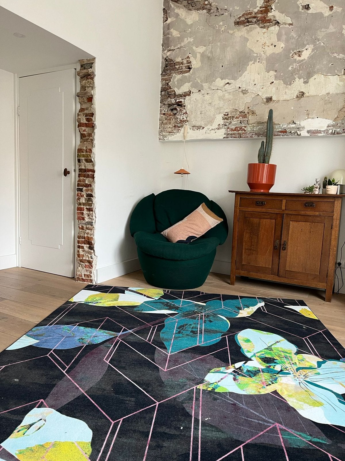 Splinternieuw Bloem/Geometrisch vloerkleed 200 x 300 cm, Zwart, Ophalen of Verzenden, 200 cm of meer, Modern
