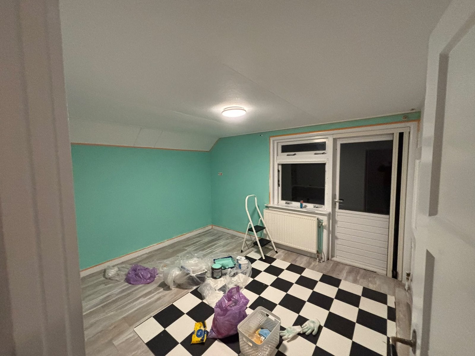 Geblokt zeil 2.07 x 2.17 m, Huis en Inrichting, Ophalen, Gebruikt, Zwart, Minder dan 5 m²