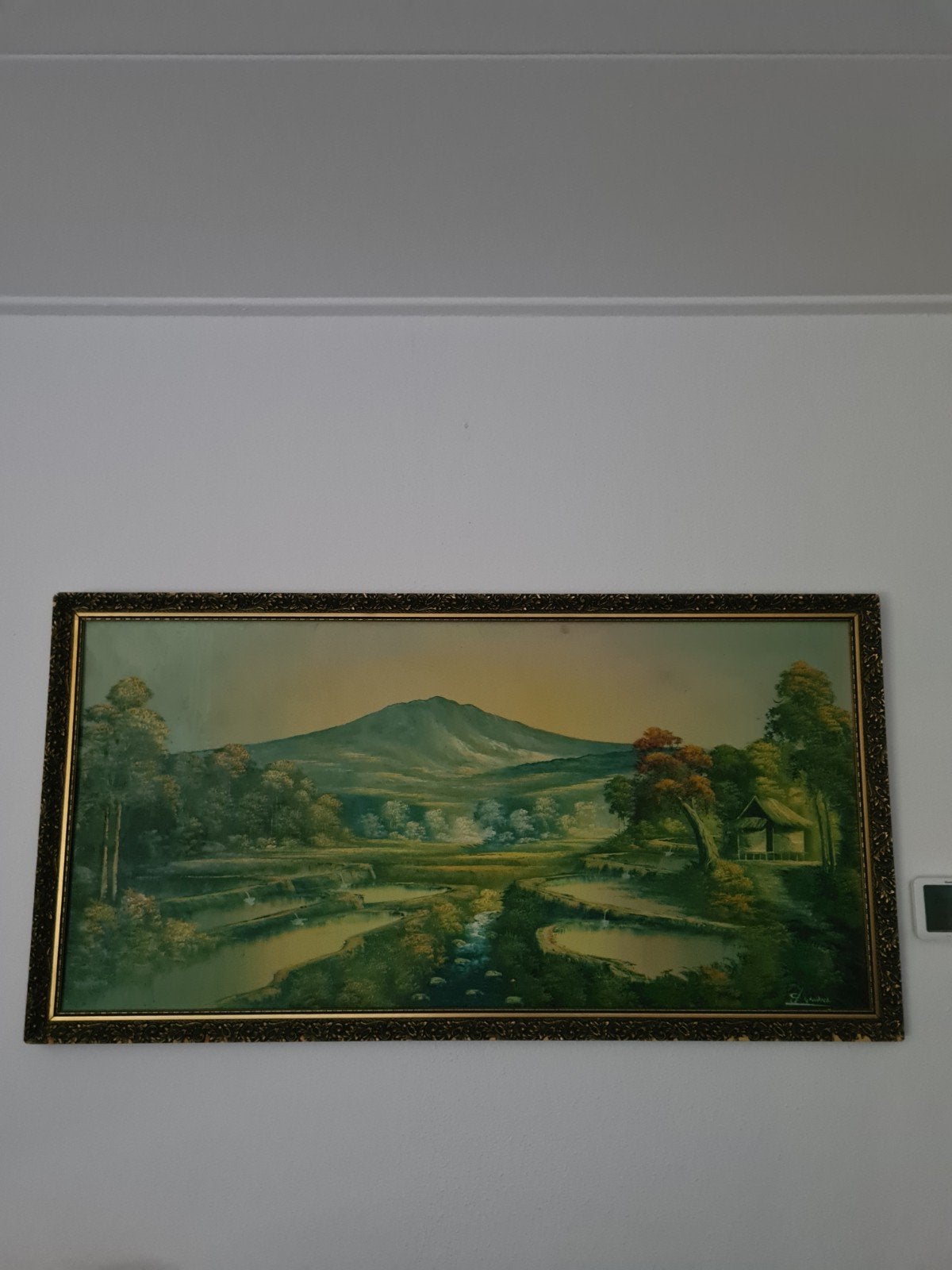 vanaf €100 Gesigneerd.Indonesisch landschap met rijstvelden, Antiek en Kunst, Kunst | Schilderijen | Klassiek, Ophalen of Verzenden
