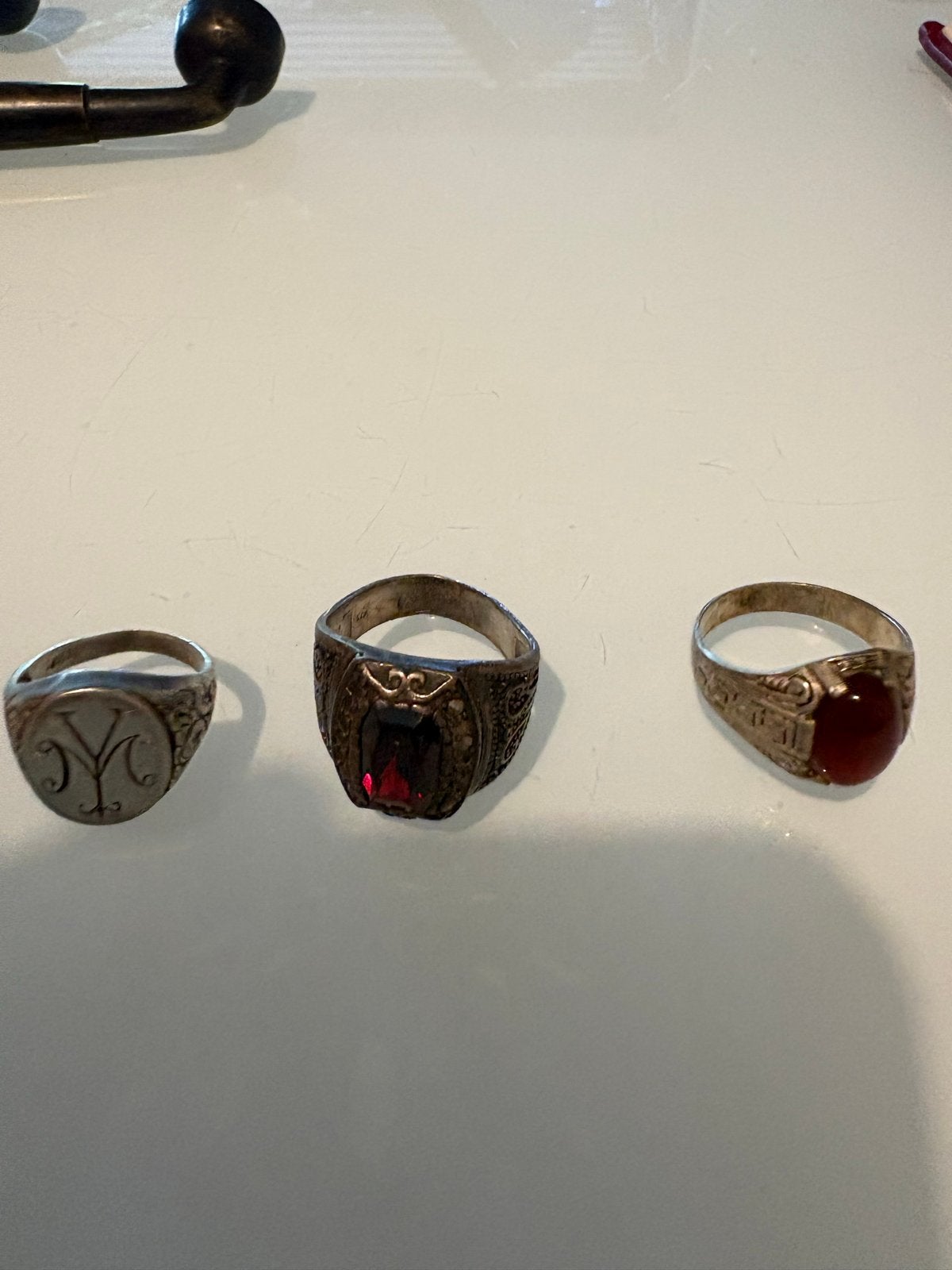 Set van 3 vintage ringen met stenen, 18 tot 19, Gebruikt, Ophalen of Verzenden, Dame of Heer