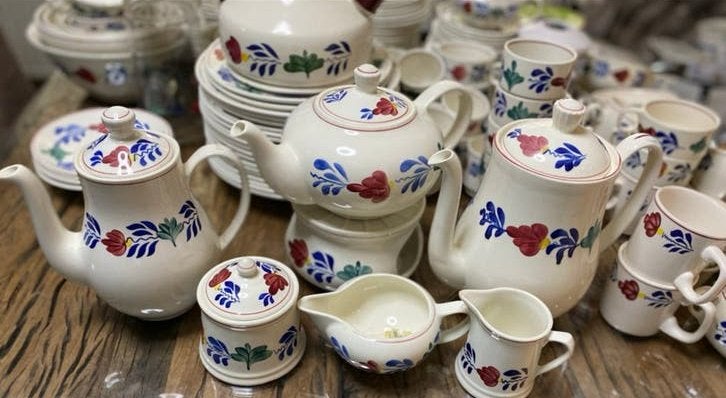 Mega groot Boerenbond servies - Compleet en Landelijk, Ophalen, Gebruikt, Landelijk/Boerenbont, Aardewerk