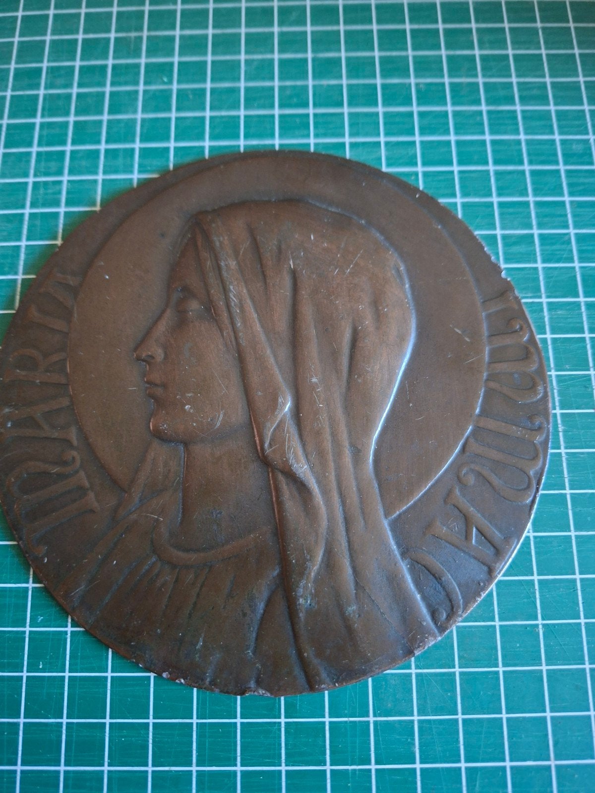 brons kleurig medaille Maagd Maria., Ophalen of Verzenden