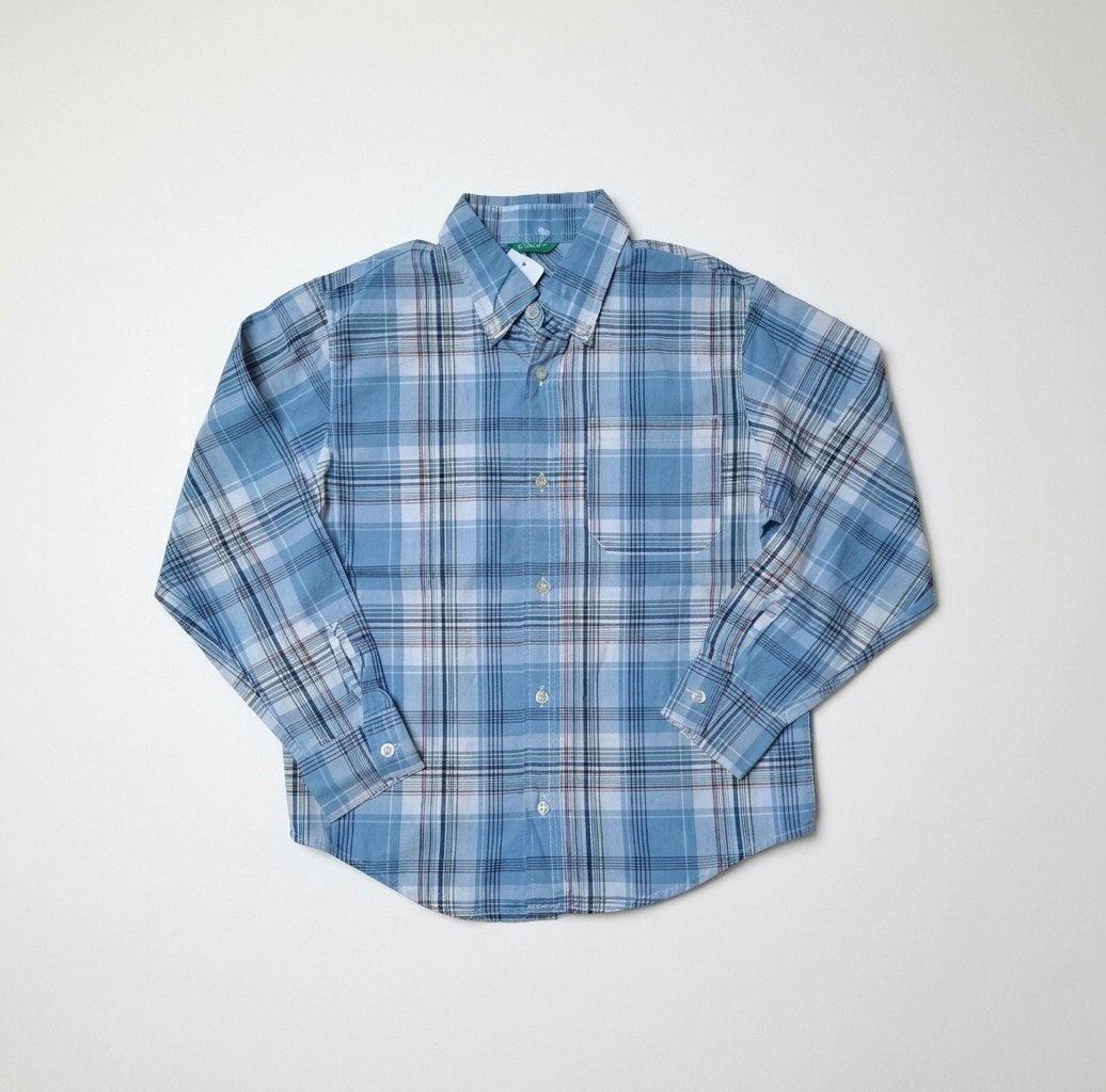 Benetton geruit overhemd maat 116, Overhemd of Blouse, Ophalen of Verzenden, Zo goed als nieuw, Jongen
