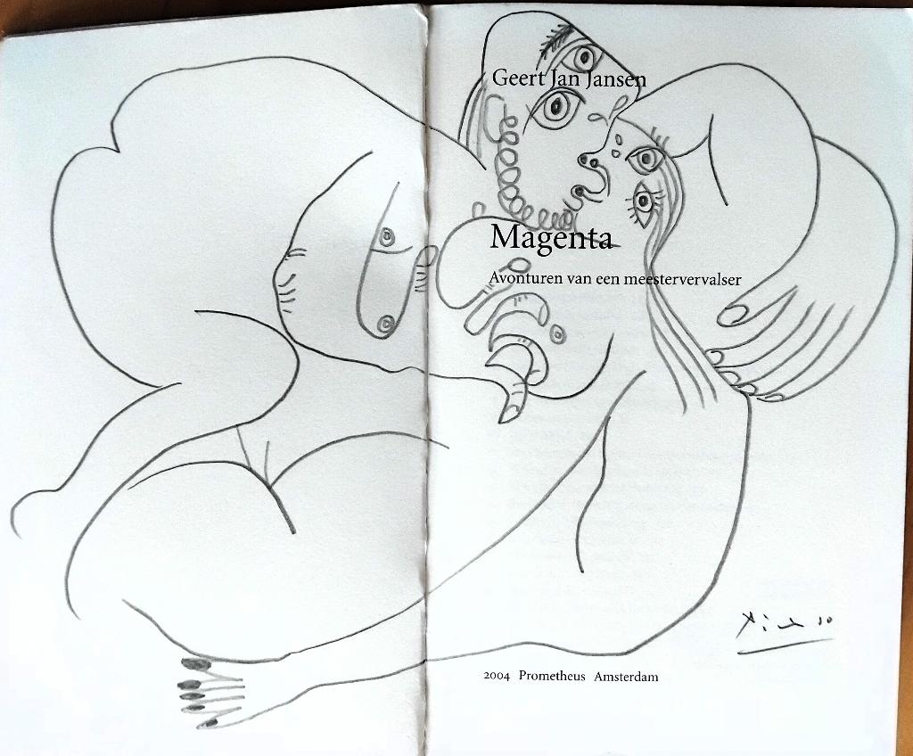 Originele tekening van Geert Jan Jansen als Picasso (!), Ophalen of Verzenden