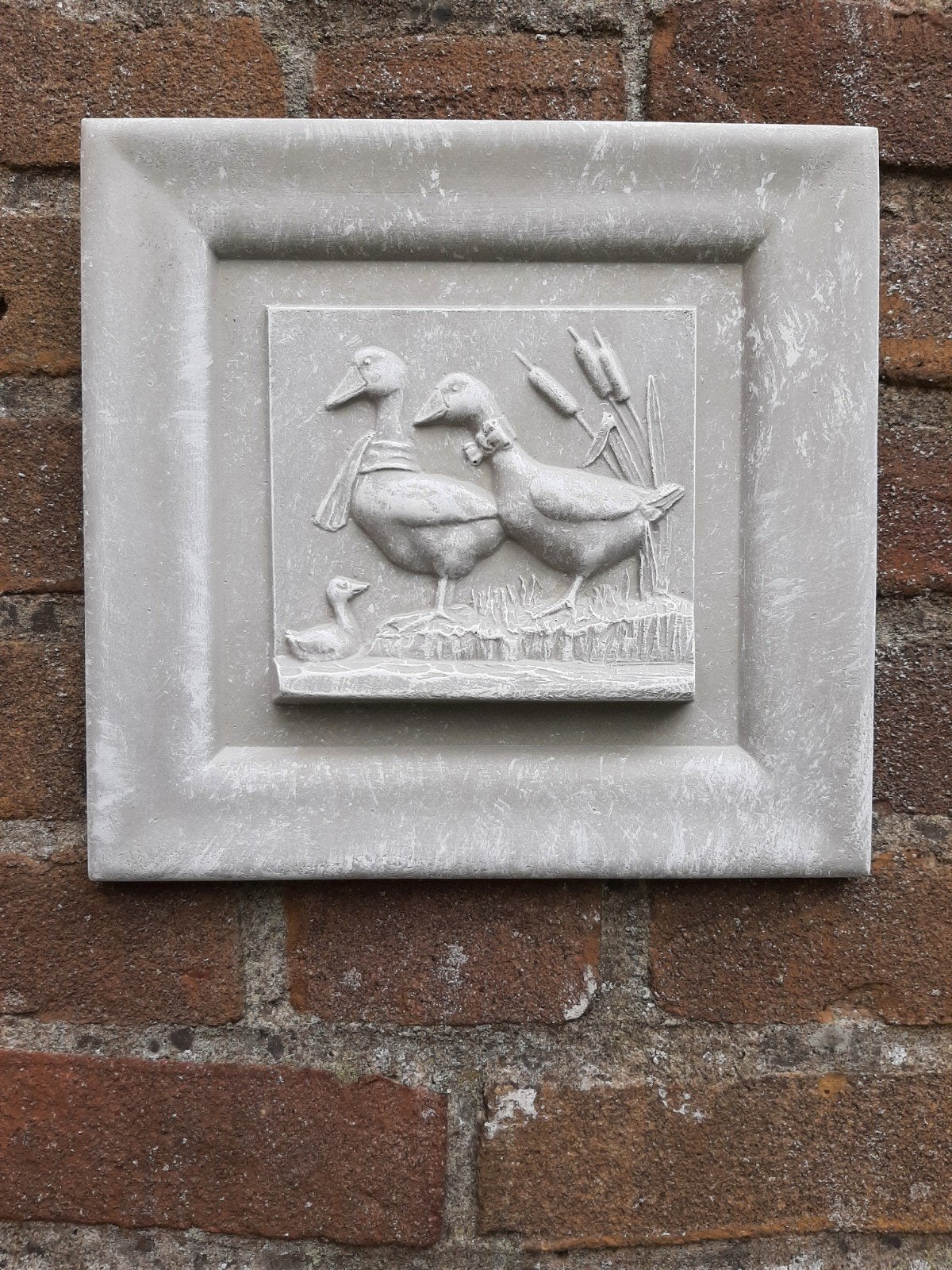 Eenden wanddecoratie betonnen beeld tuinbeeld beton, Ophalen of Verzenden